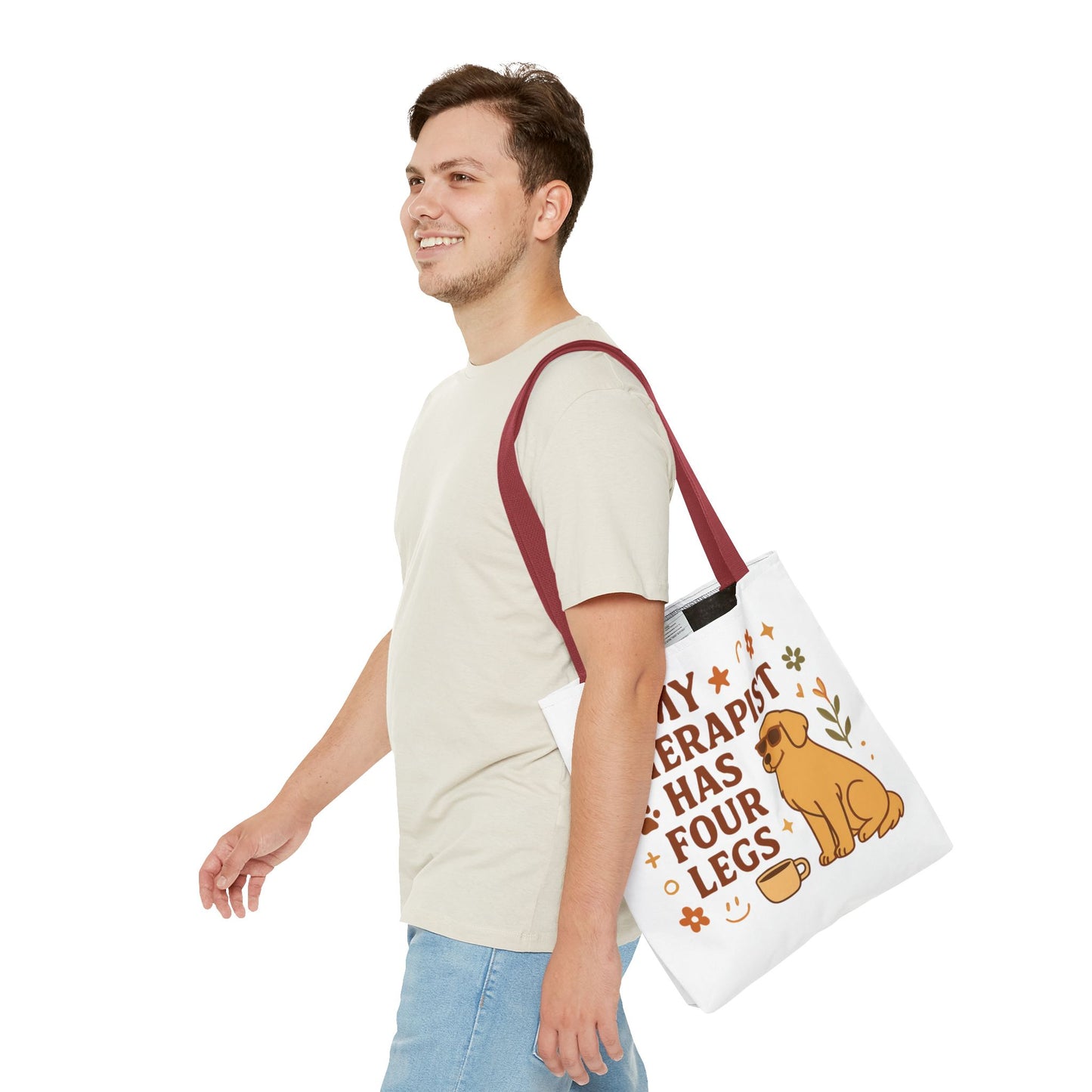 Dog Lover Tote Bag – "My Therapist Has Four Legs" & "Adopt Love Repeat" Canvas Tote