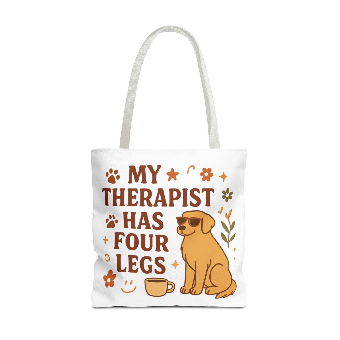 Dog Lover Tote Bag – "My Therapist Has Four Legs" & "Adopt Love Repeat" Canvas Tote
