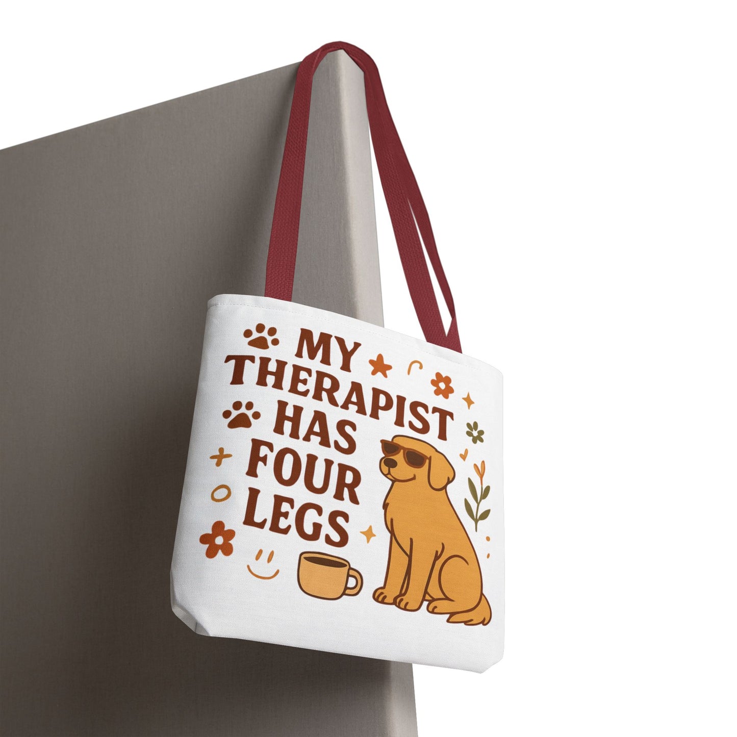 Dog Lover Tote Bag – "My Therapist Has Four Legs" & "Adopt Love Repeat" Canvas Tote