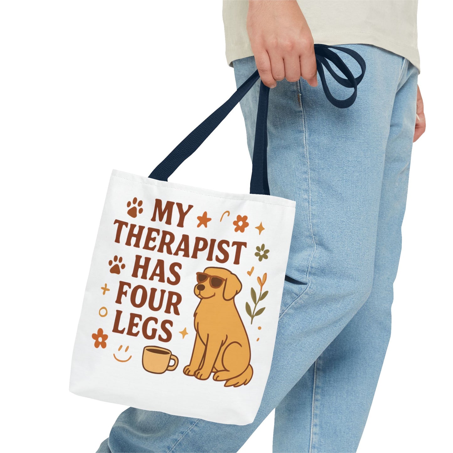 Dog Lover Tote Bag – "My Therapist Has Four Legs" & "Adopt Love Repeat" Canvas Tote