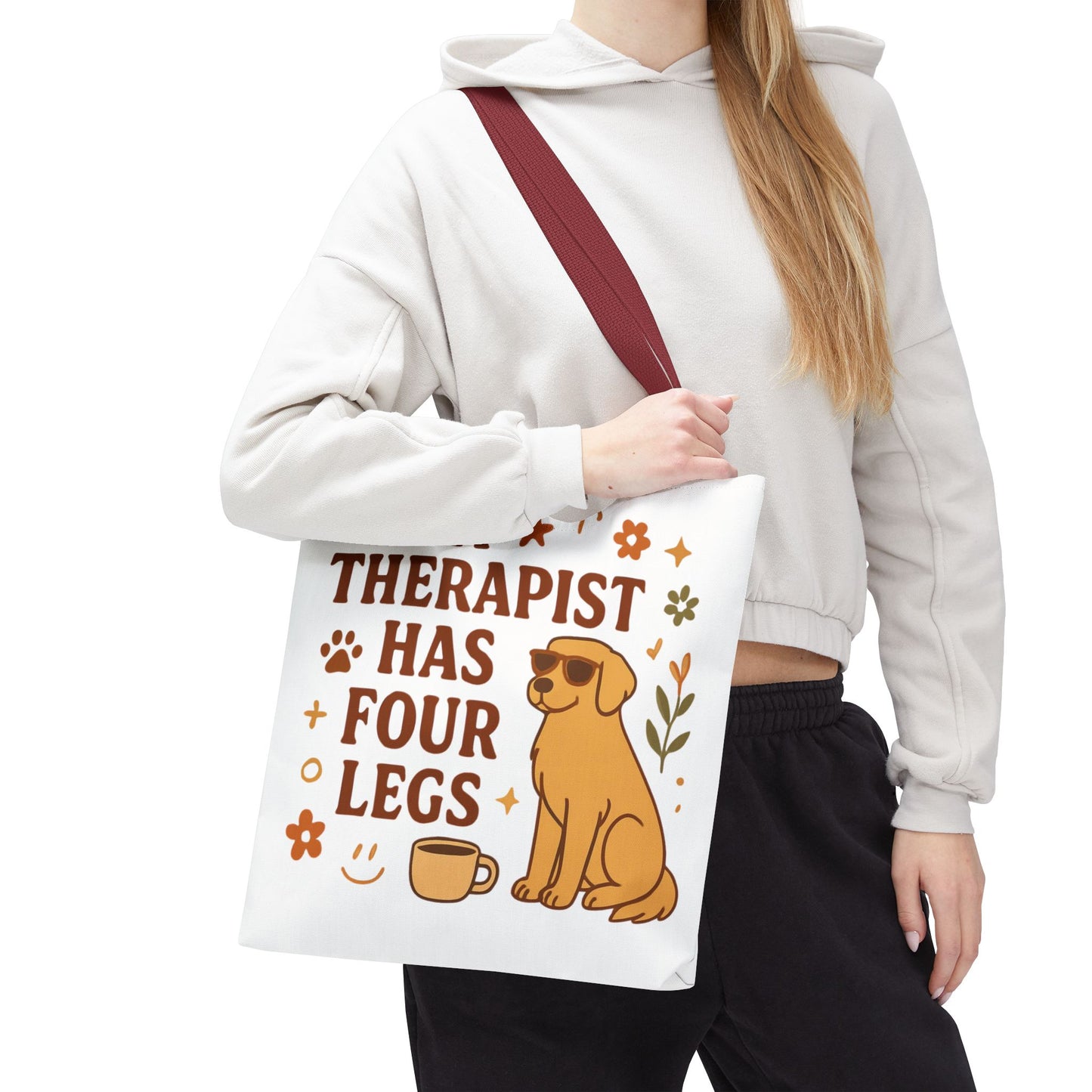 Dog Lover Tote Bag – "My Therapist Has Four Legs" & "Adopt Love Repeat" Canvas Tote