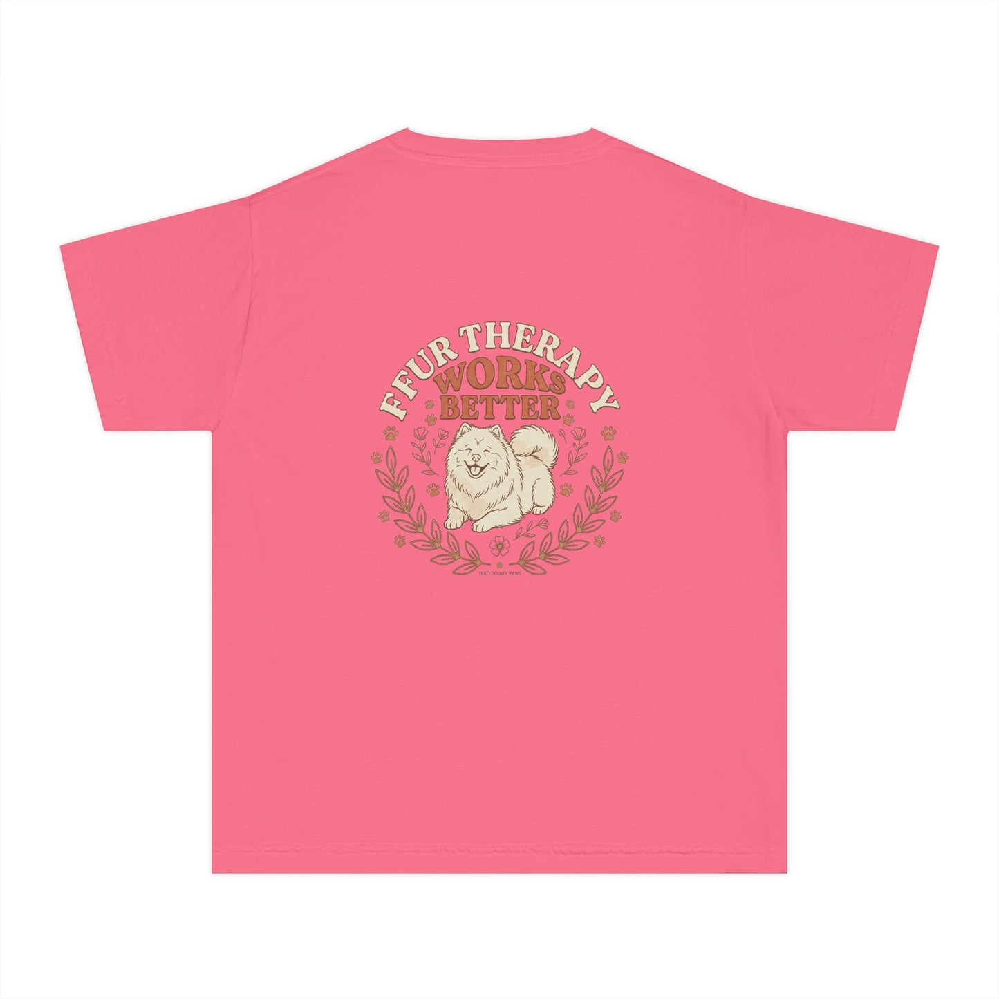 Youth Tee — “Less Humans More Dogs / Puppy Therapy Works Better” Cute Dog Graphic Shirt