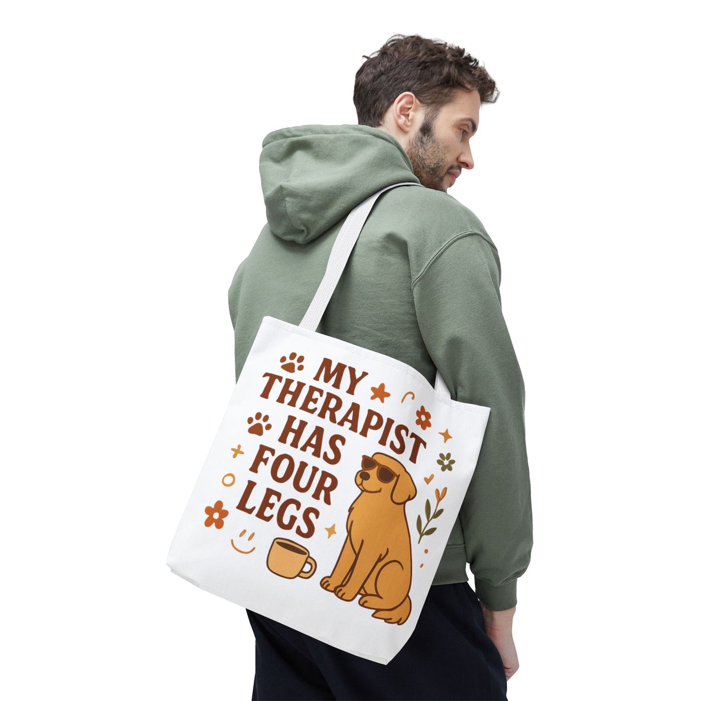 Dog Lover Tote Bag – "My Therapist Has Four Legs" & "Adopt Love Repeat" Canvas Tote