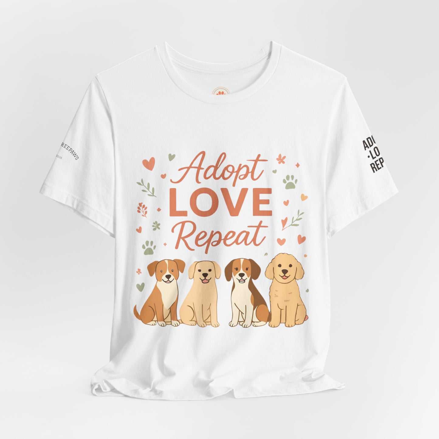 Adopt Love Repeat Tee — “My Therapist Has Four Legs” Dog Lover T‑Shirt