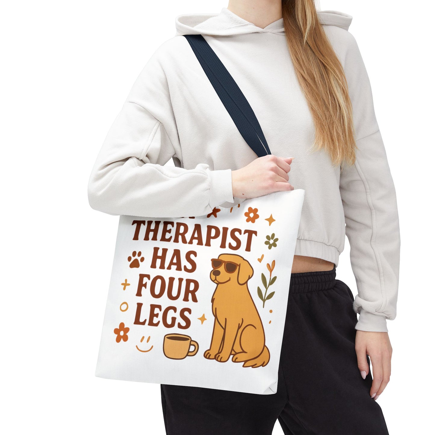 Dog Lover Tote Bag – "My Therapist Has Four Legs" & "Adopt Love Repeat" Canvas Tote