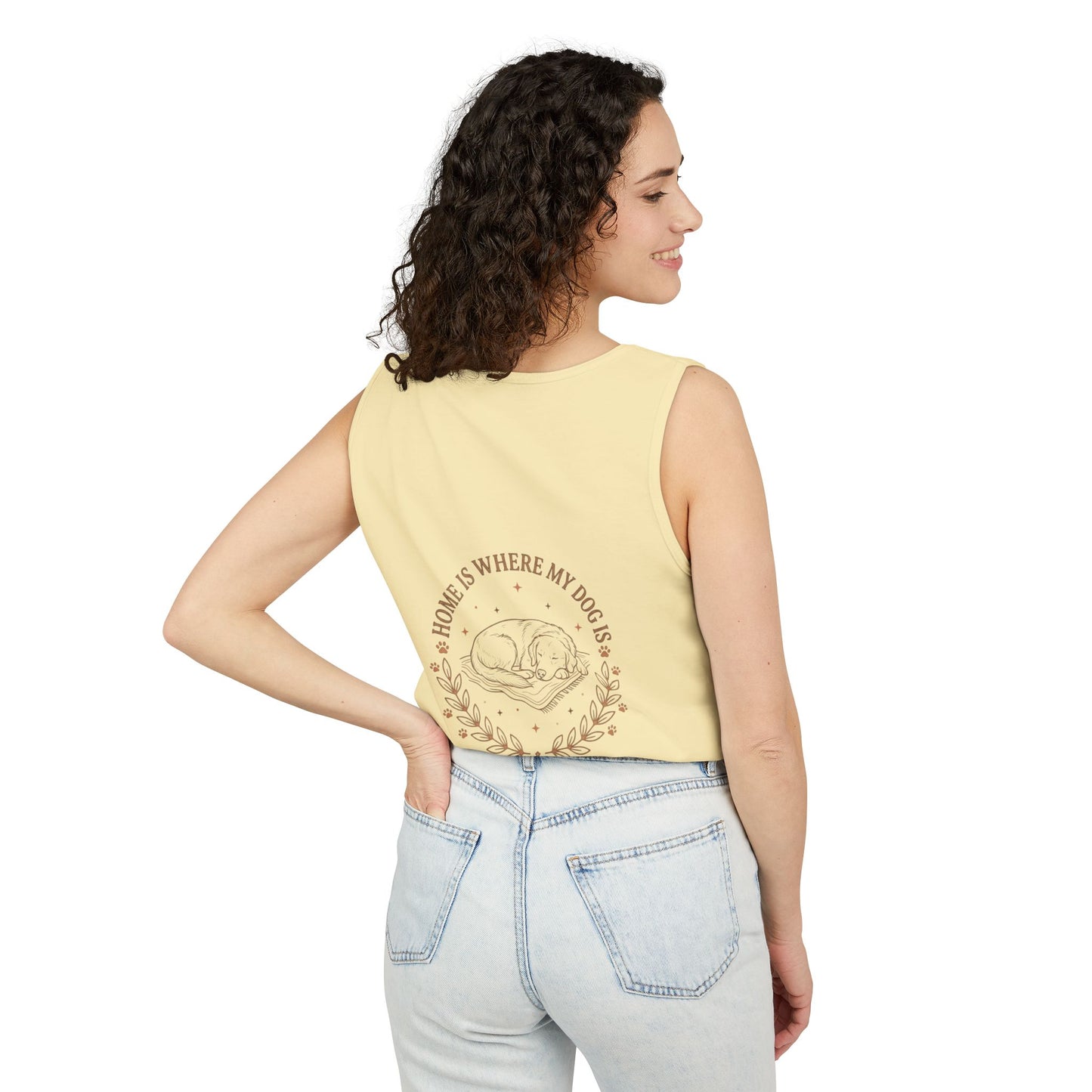 Stay Pawsitive Dog Tank — "Home Is Where My Dog Is" Graphic Tank Top