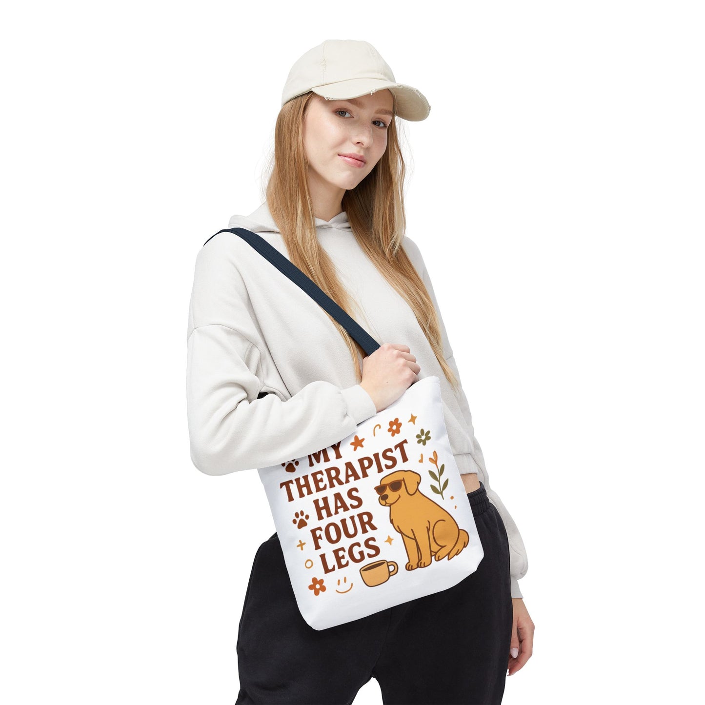Dog Lover Tote Bag – "My Therapist Has Four Legs" & "Adopt Love Repeat" Canvas Tote
