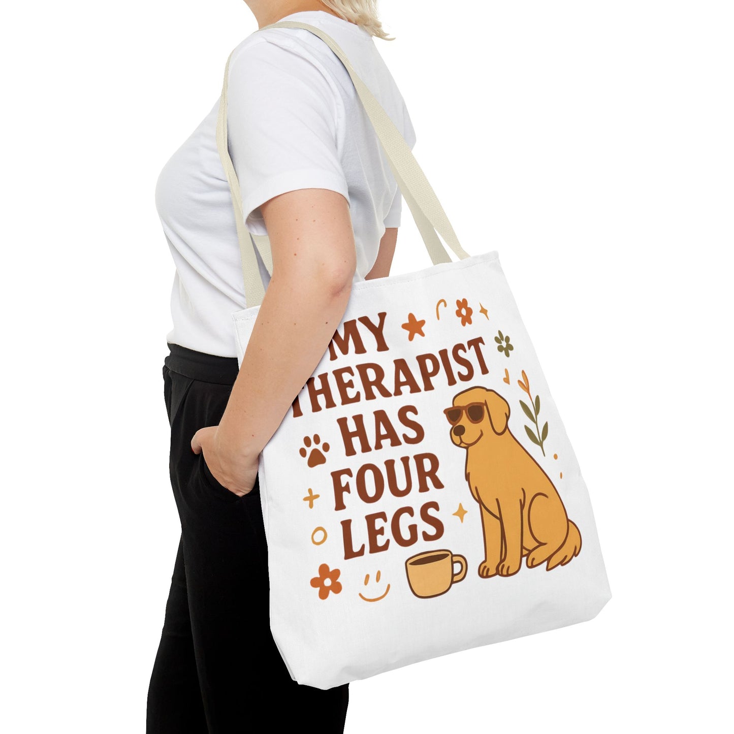 Dog Lover Tote Bag – "My Therapist Has Four Legs" & "Adopt Love Repeat" Canvas Tote