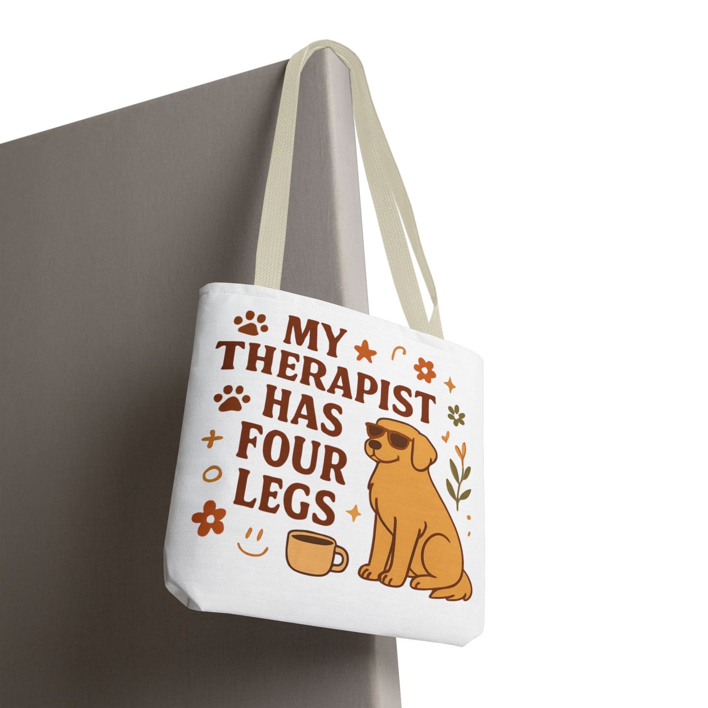 Dog Lover Tote Bag – "My Therapist Has Four Legs" & "Adopt Love Repeat" Canvas Tote