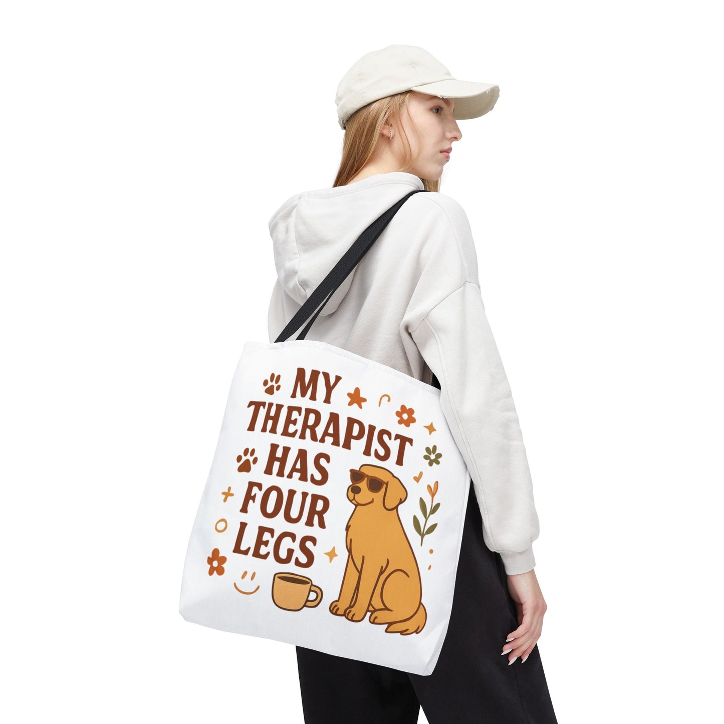 Dog Lover Tote Bag – "My Therapist Has Four Legs" & "Adopt Love Repeat" Canvas Tote