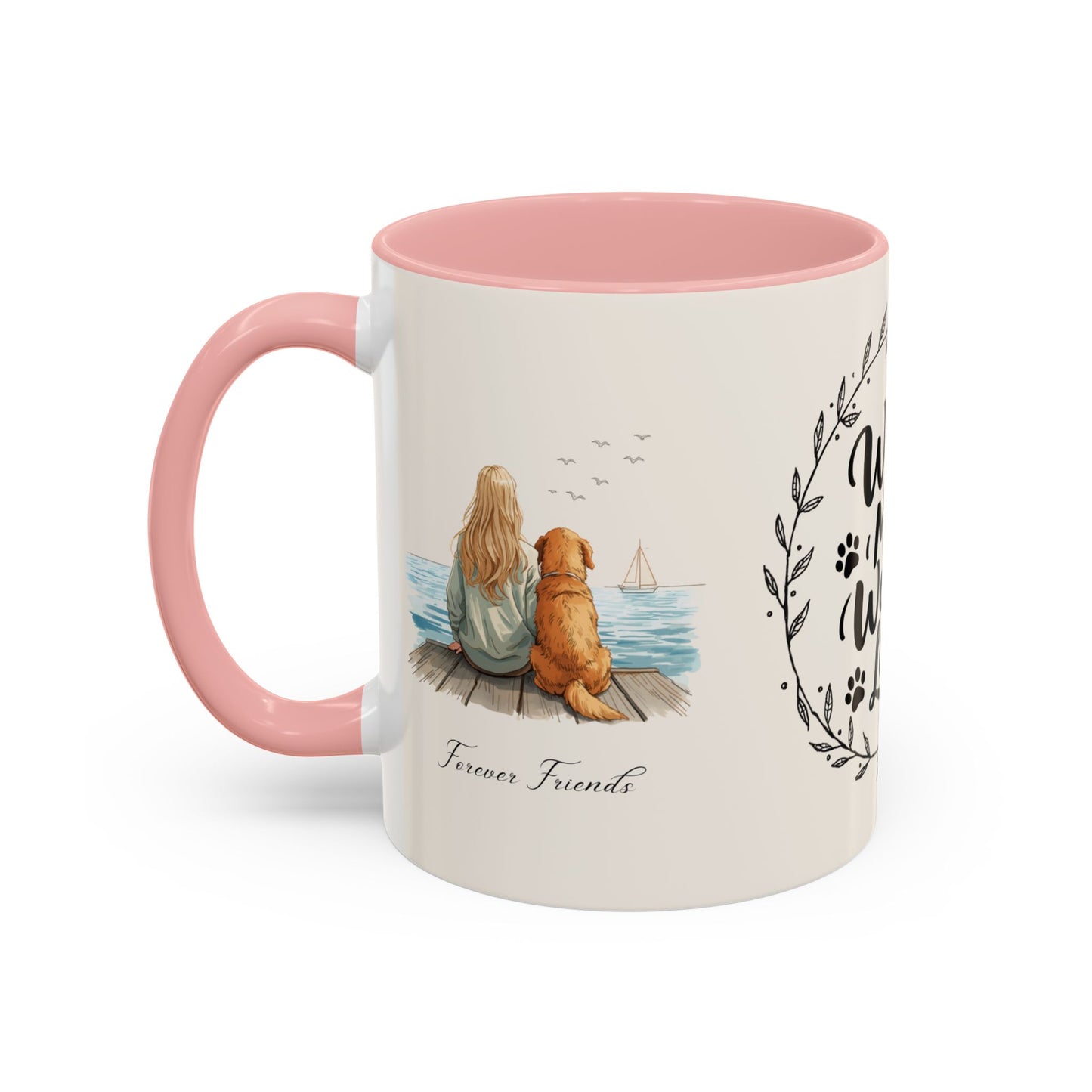 Wag More, Worry Less Dog Lover Coffee Mug — 'Forever Friends' Accent Ceramic Mug (11/15oz)