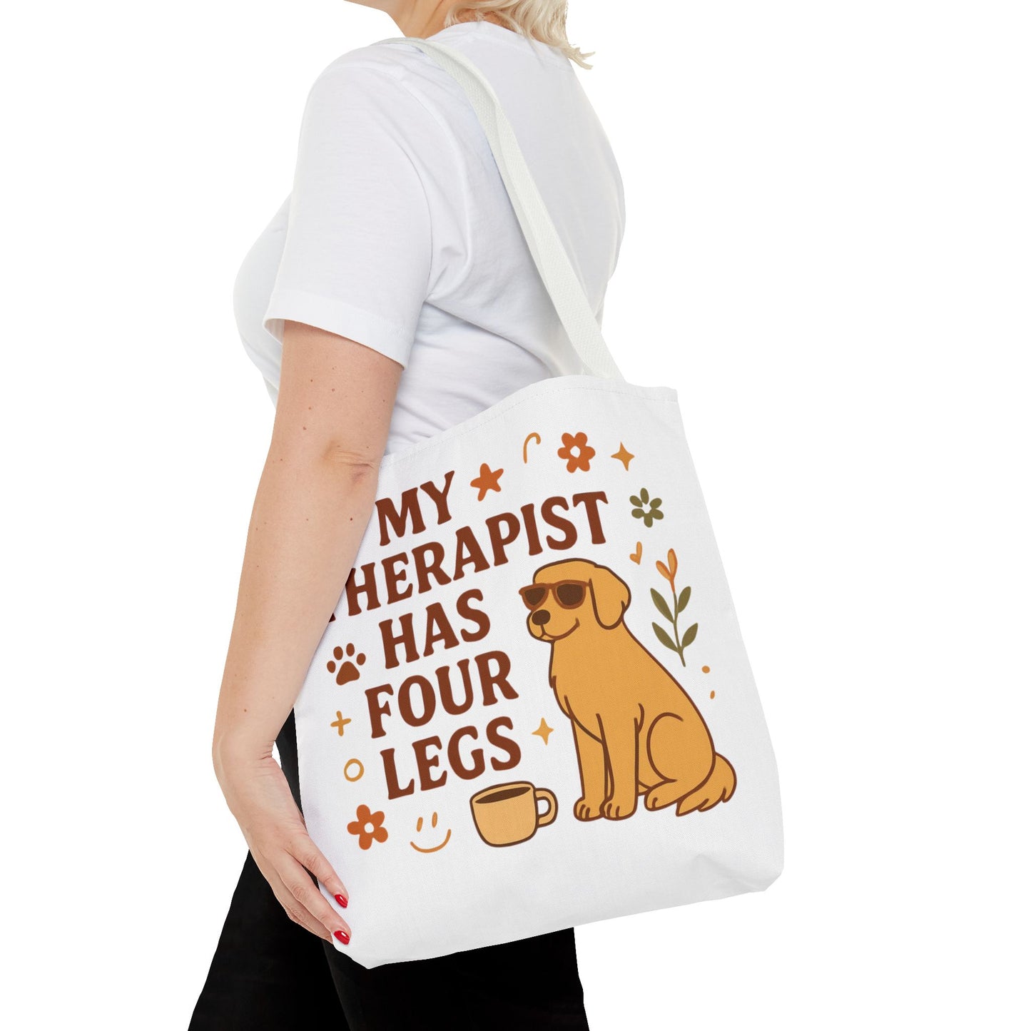Dog Lover Tote Bag – "My Therapist Has Four Legs" & "Adopt Love Repeat" Canvas Tote