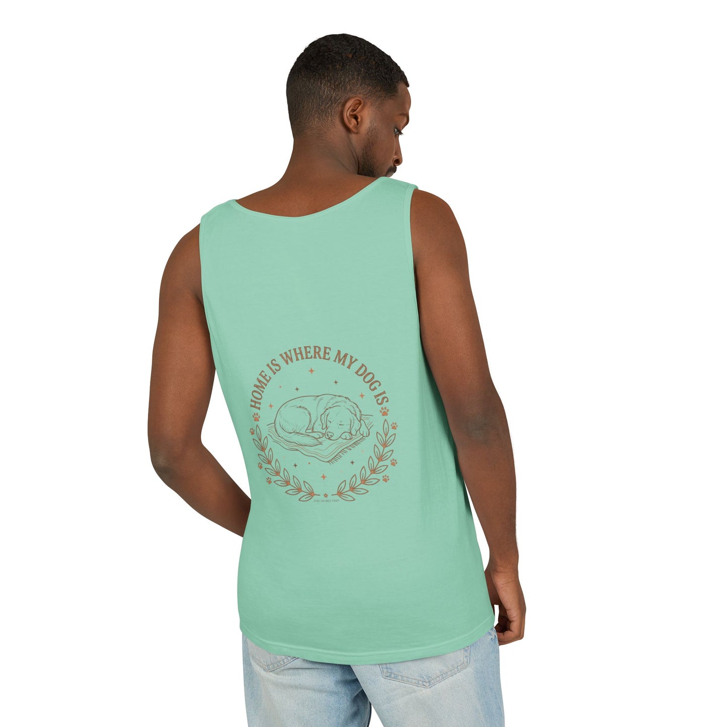 Stay Pawsitive Dog Tank — "Home Is Where My Dog Is" Graphic Tank Top
