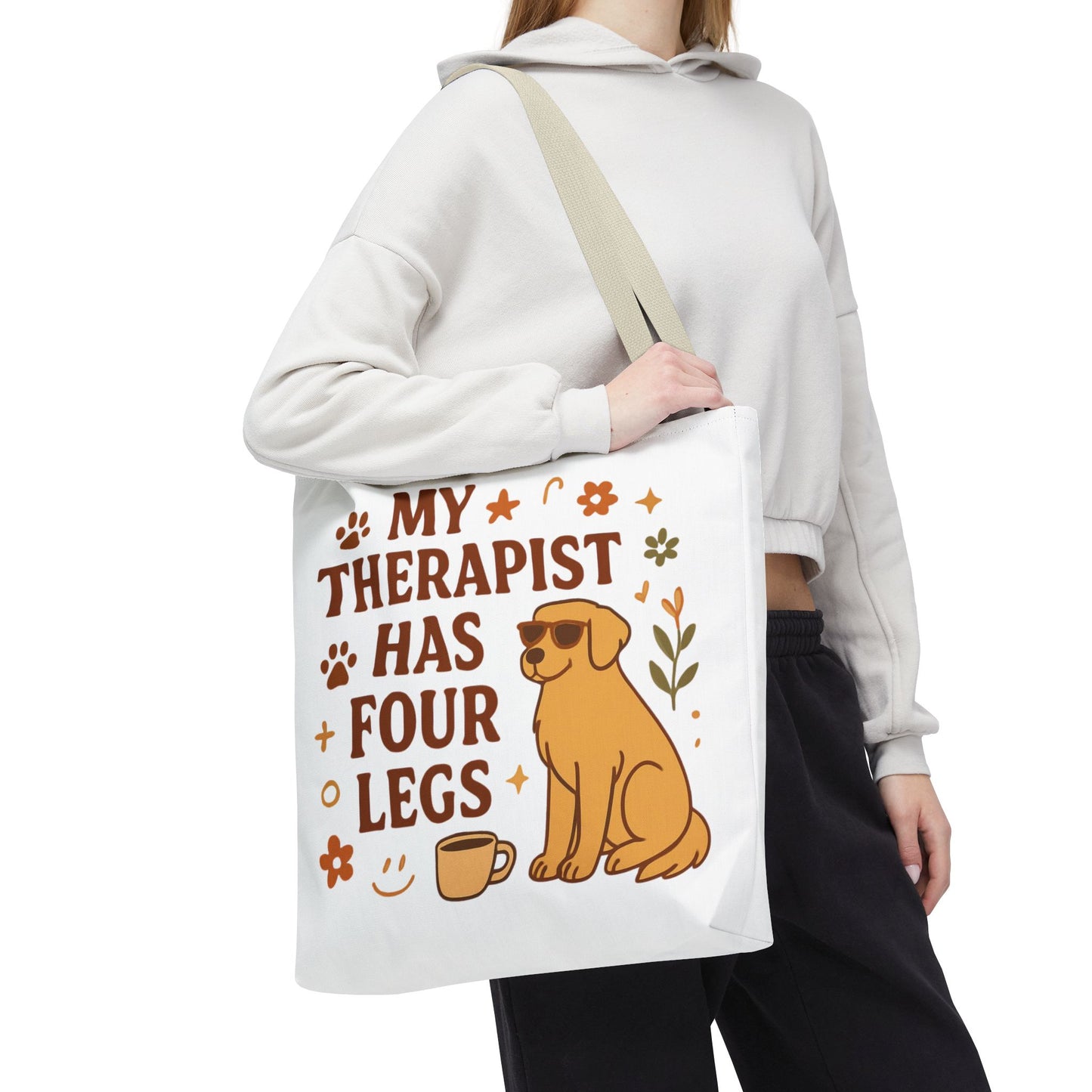 Dog Lover Tote Bag – "My Therapist Has Four Legs" & "Adopt Love Repeat" Canvas Tote