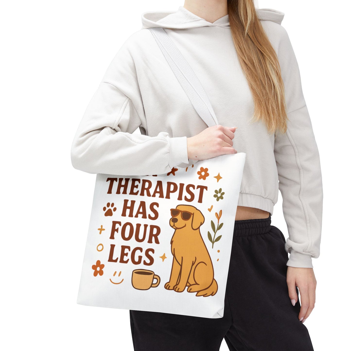 Dog Lover Tote Bag – "My Therapist Has Four Legs" & "Adopt Love Repeat" Canvas Tote