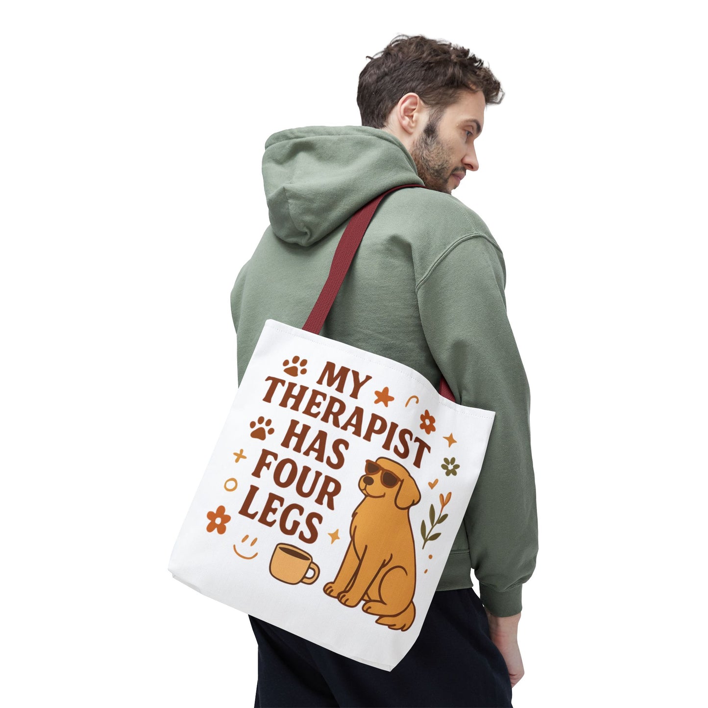 Dog Lover Tote Bag – "My Therapist Has Four Legs" & "Adopt Love Repeat" Canvas Tote
