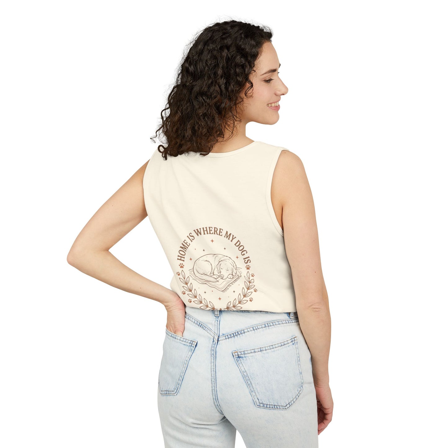 Stay Pawsitive Dog Tank — "Home Is Where My Dog Is" Graphic Tank Top