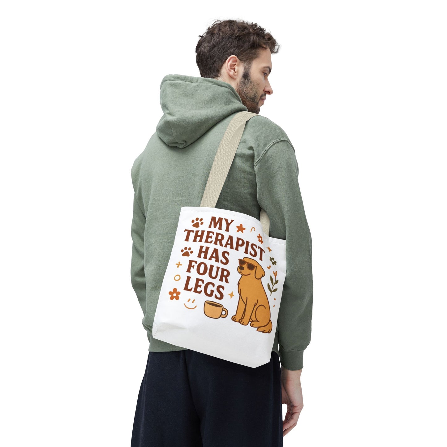 Dog Lover Tote Bag – "My Therapist Has Four Legs" & "Adopt Love Repeat" Canvas Tote