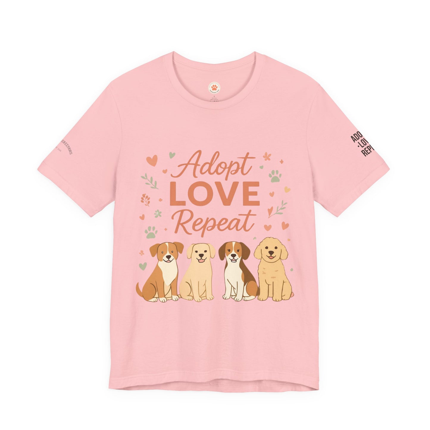 Adopt Love Repeat Tee — “My Therapist Has Four Legs” Dog Lover T‑Shirt
