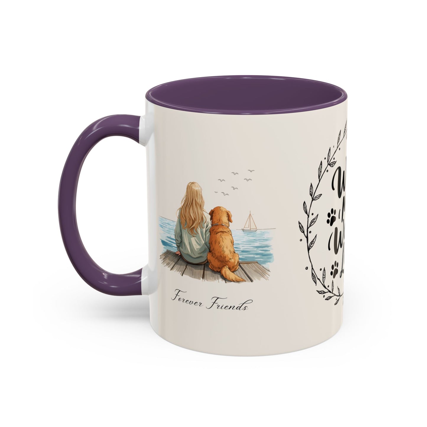 Wag More, Worry Less Dog Lover Coffee Mug — 'Forever Friends' Accent Ceramic Mug (11/15oz)