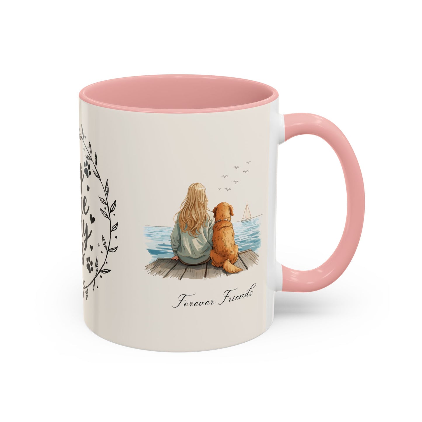 Wag More, Worry Less Dog Lover Coffee Mug — 'Forever Friends' Accent Ceramic Mug (11/15oz)