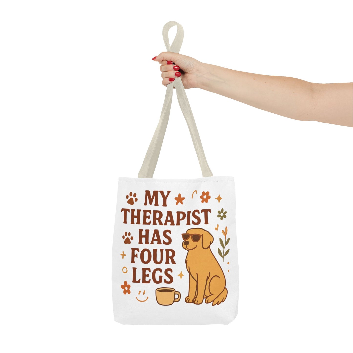 Dog Lover Tote Bag – "My Therapist Has Four Legs" & "Adopt Love Repeat" Canvas Tote