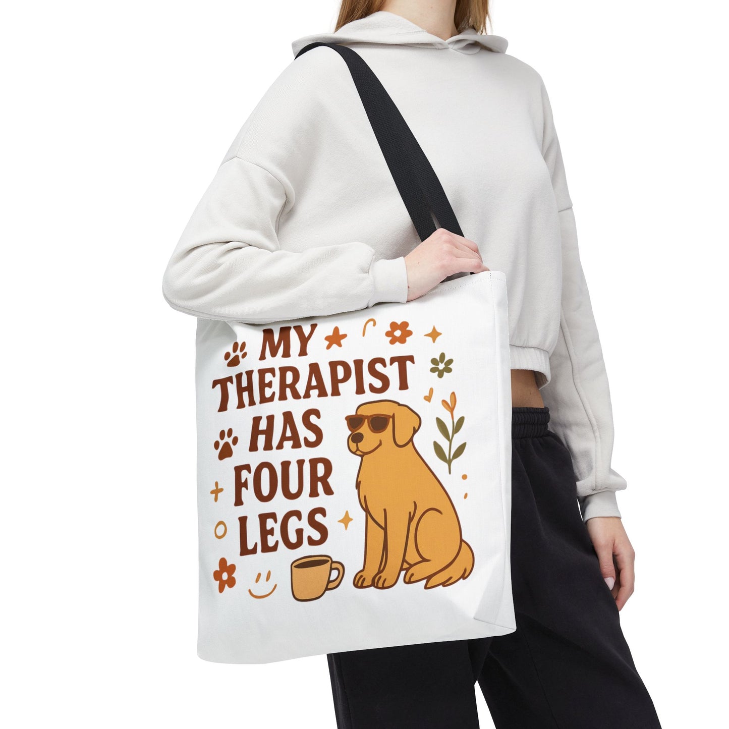 Dog Lover Tote Bag – "My Therapist Has Four Legs" & "Adopt Love Repeat" Canvas Tote
