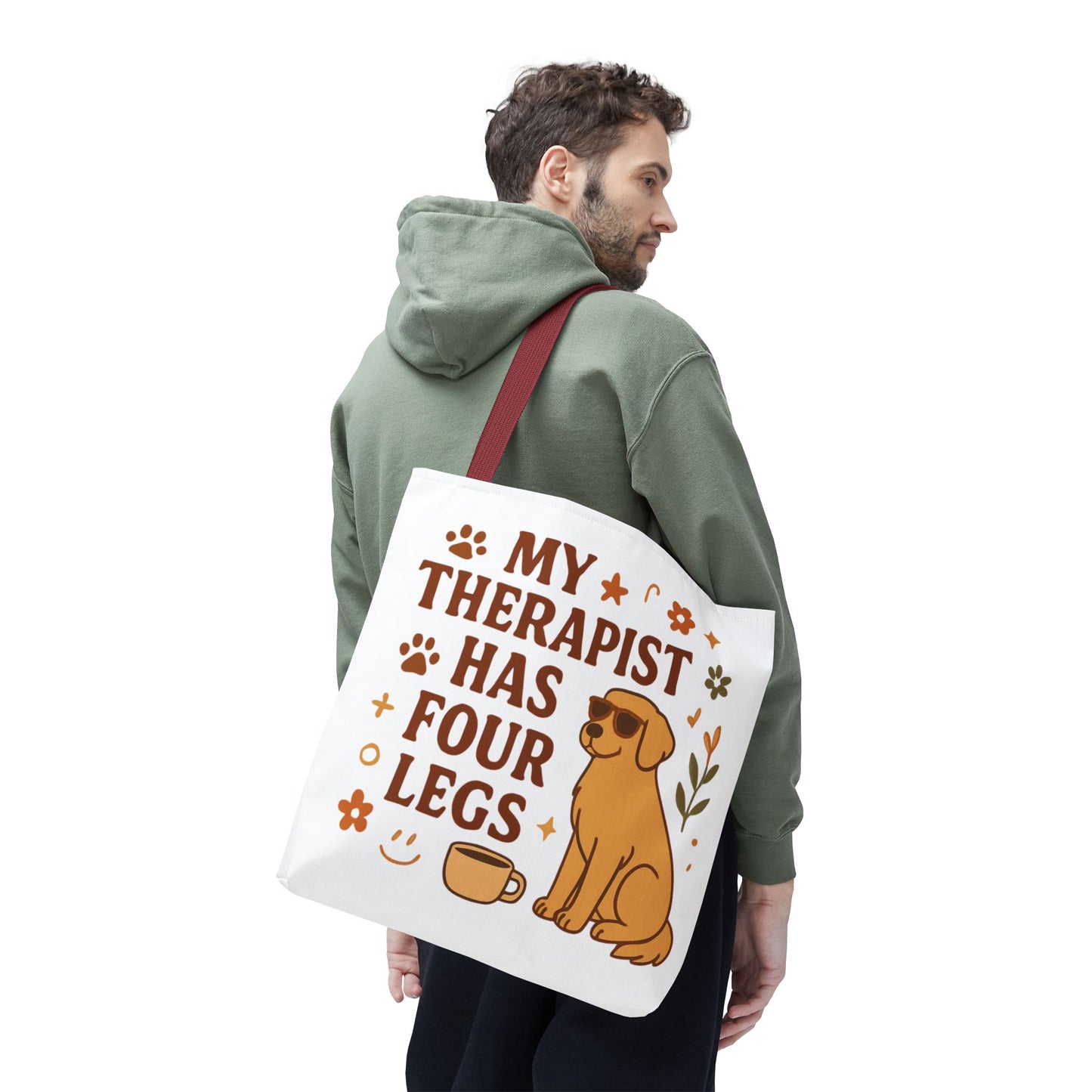 Dog Lover Tote Bag – "My Therapist Has Four Legs" & "Adopt Love Repeat" Canvas Tote