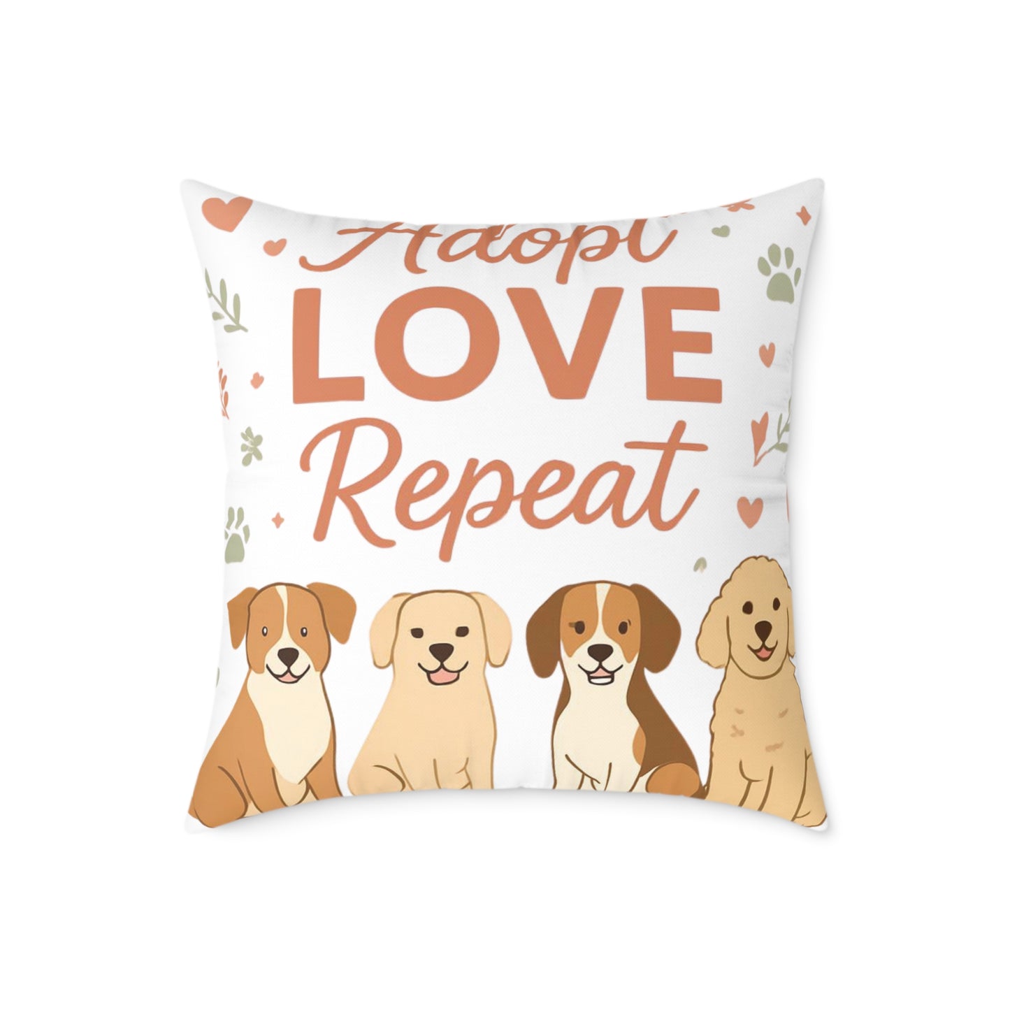 Adopt Love Repeat Dog Pillow — "My Therapist Has Four Legs" Square Throw Pillow