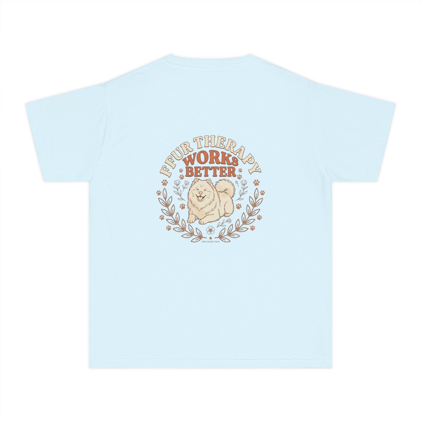 Youth Tee — “Less Humans More Dogs / Puppy Therapy Works Better” Cute Dog Graphic Shirt