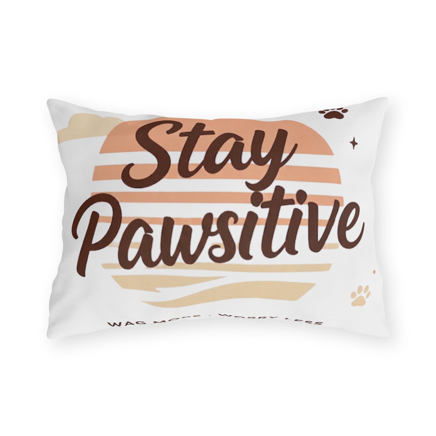 Stay Pawsitive Outdoor Pillow – Dog Lover Decorative Throw Pillow (Wag More, Worry Less)