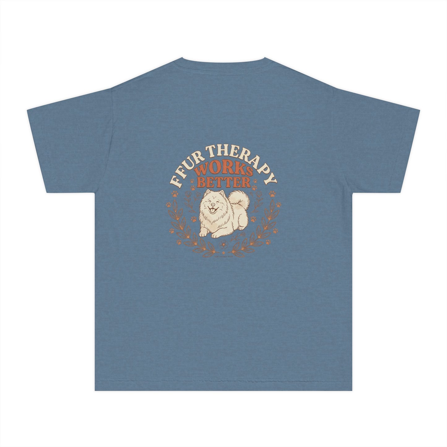 Youth Tee — “Less Humans More Dogs / Puppy Therapy Works Better” Cute Dog Graphic Shirt