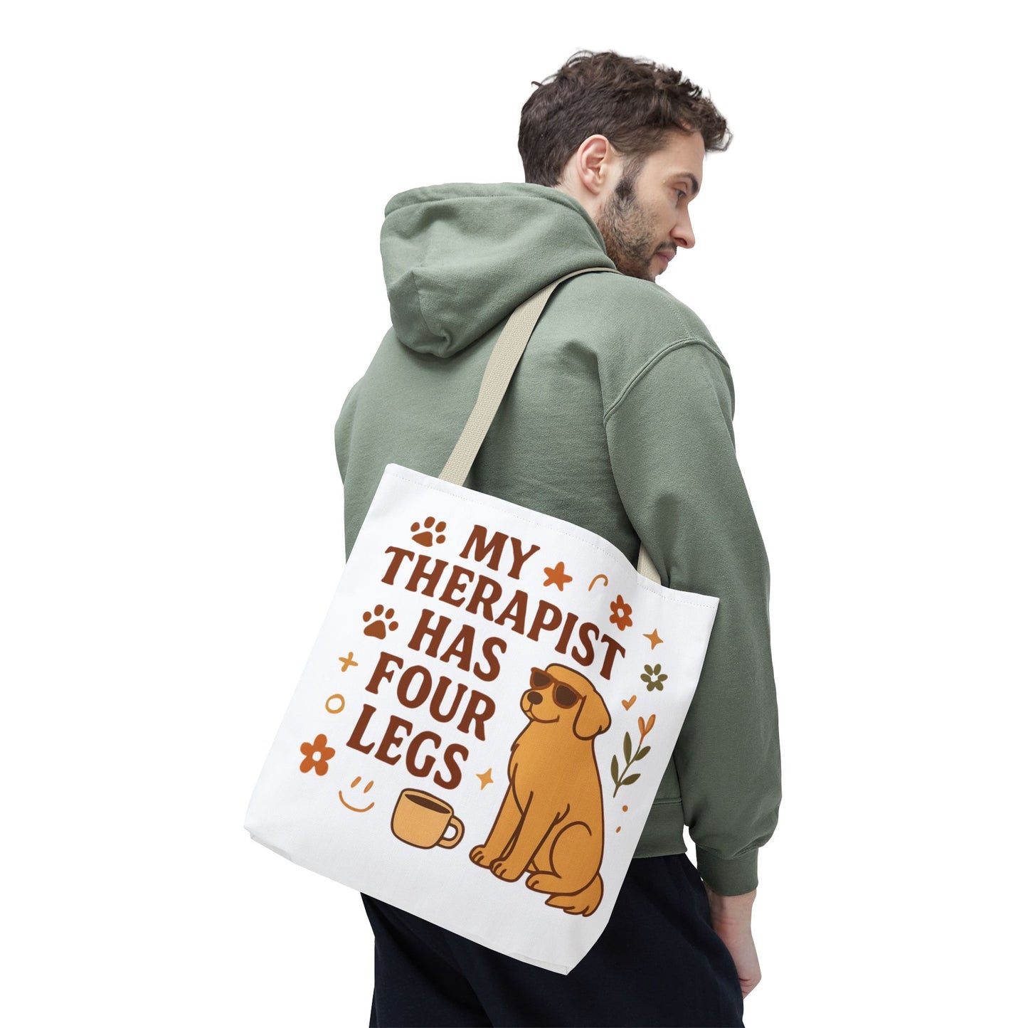 Dog Lover Tote Bag – "My Therapist Has Four Legs" & "Adopt Love Repeat" Canvas Tote