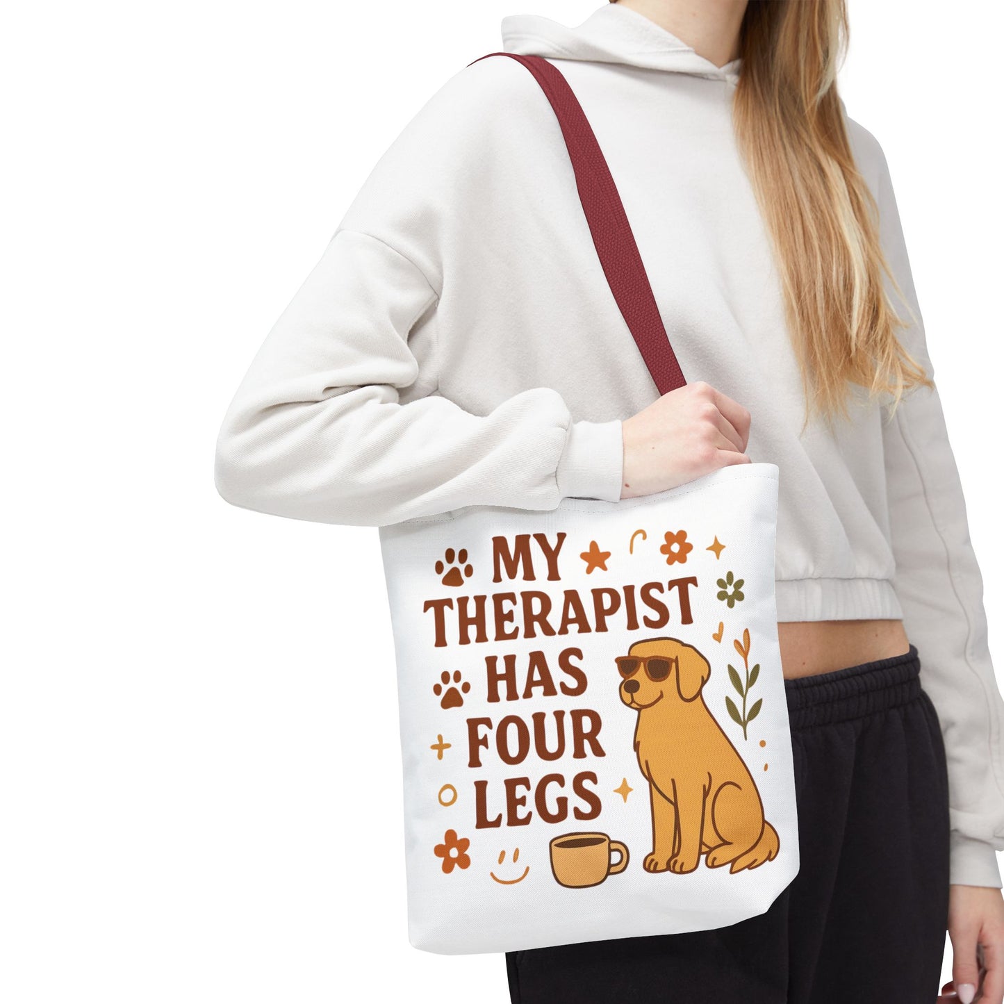 Dog Lover Tote Bag – "My Therapist Has Four Legs" & "Adopt Love Repeat" Canvas Tote