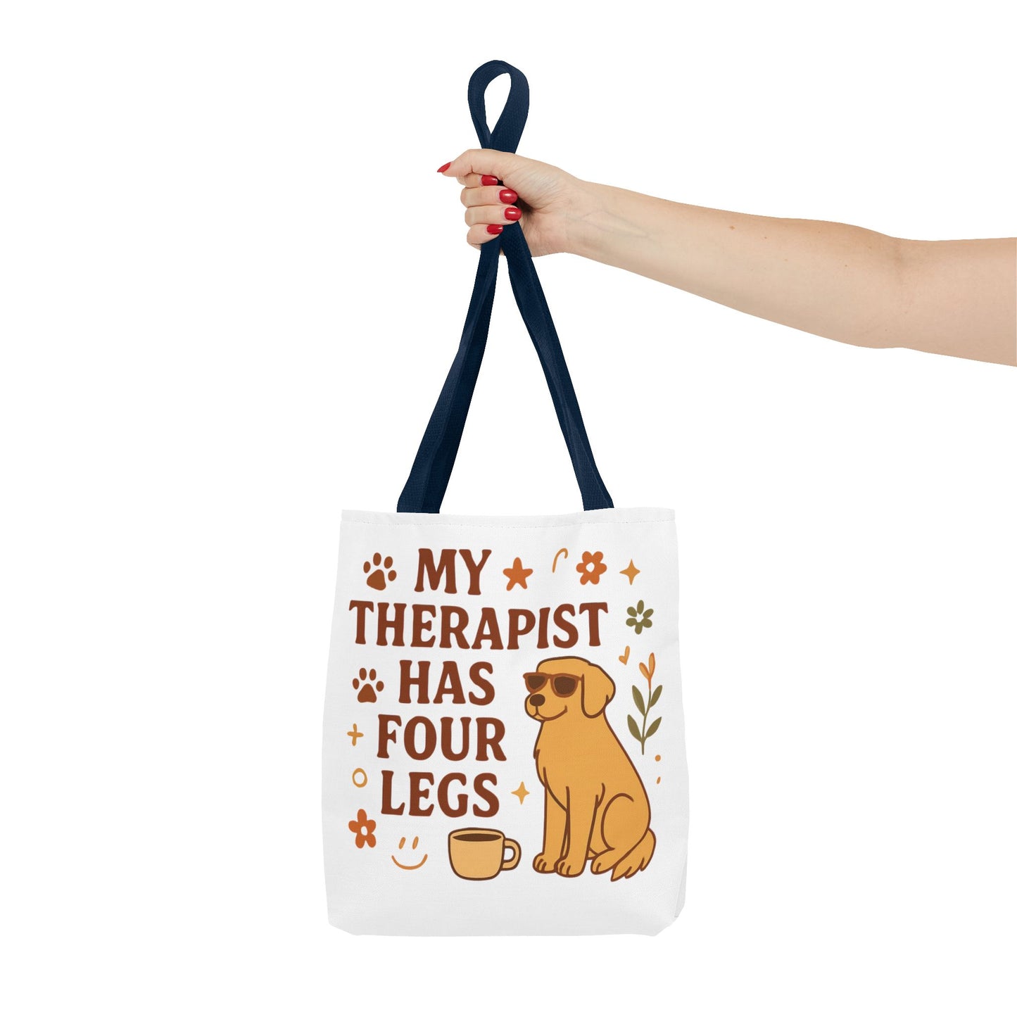 Dog Lover Tote Bag – "My Therapist Has Four Legs" & "Adopt Love Repeat" Canvas Tote