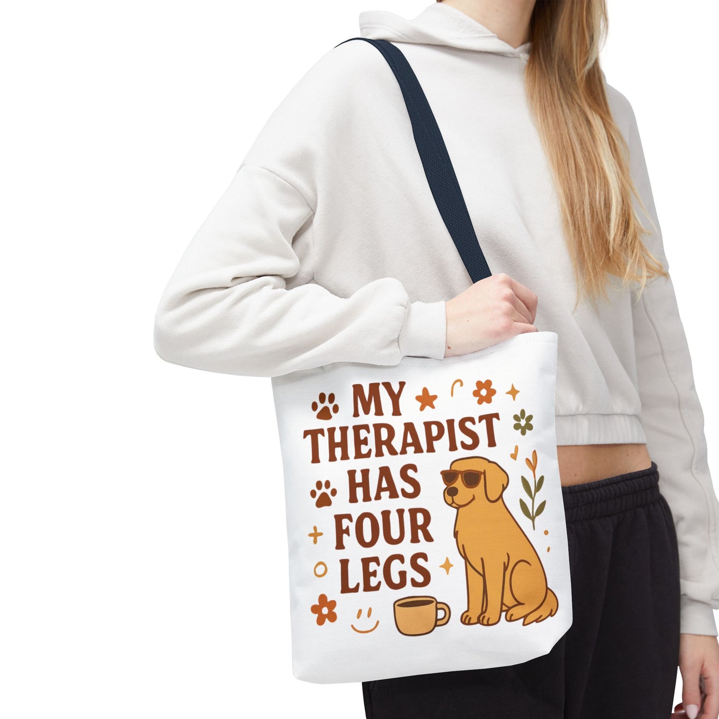 Dog Lover Tote Bag – "My Therapist Has Four Legs" & "Adopt Love Repeat" Canvas Tote