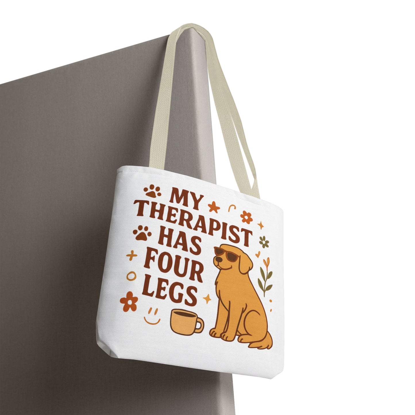 Dog Lover Tote Bag – "My Therapist Has Four Legs" & "Adopt Love Repeat" Canvas Tote