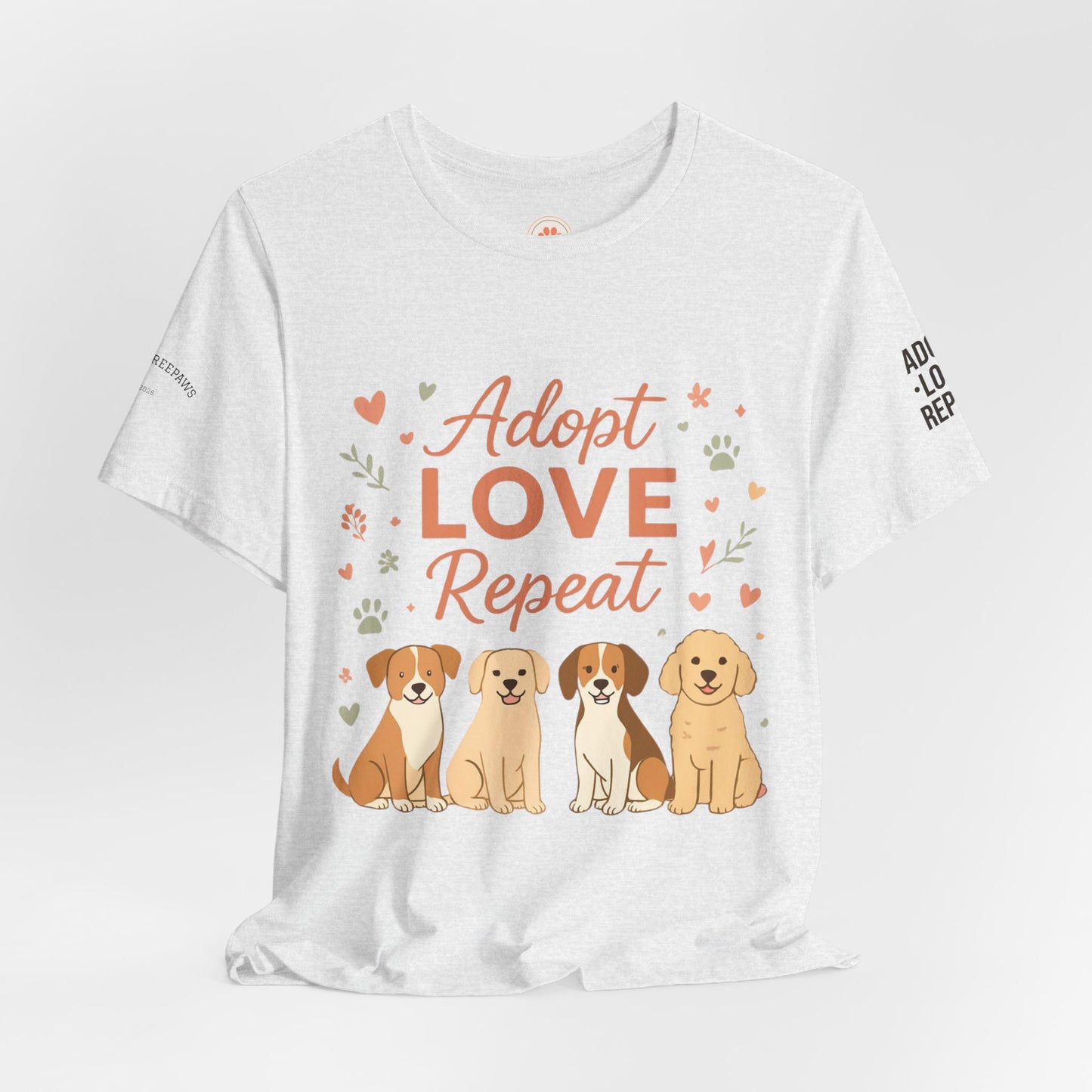 Adopt Love Repeat Tee — “My Therapist Has Four Legs” Dog Lover T‑Shirt