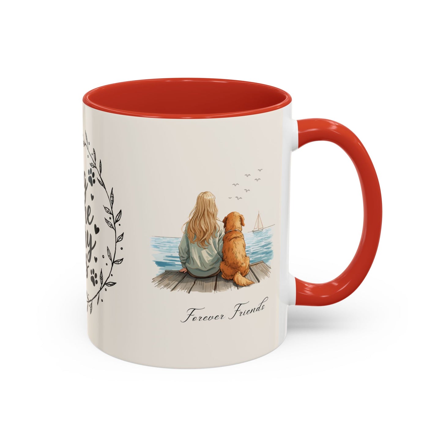Wag More, Worry Less Dog Lover Coffee Mug — 'Forever Friends' Accent Ceramic Mug (11/15oz)
