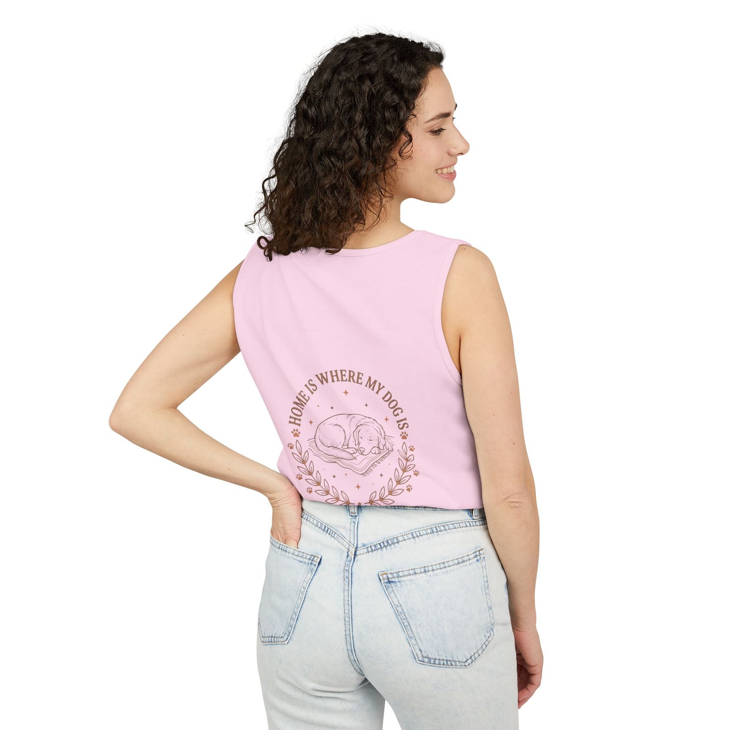 Stay Pawsitive Dog Tank — "Home Is Where My Dog Is" Graphic Tank Top
