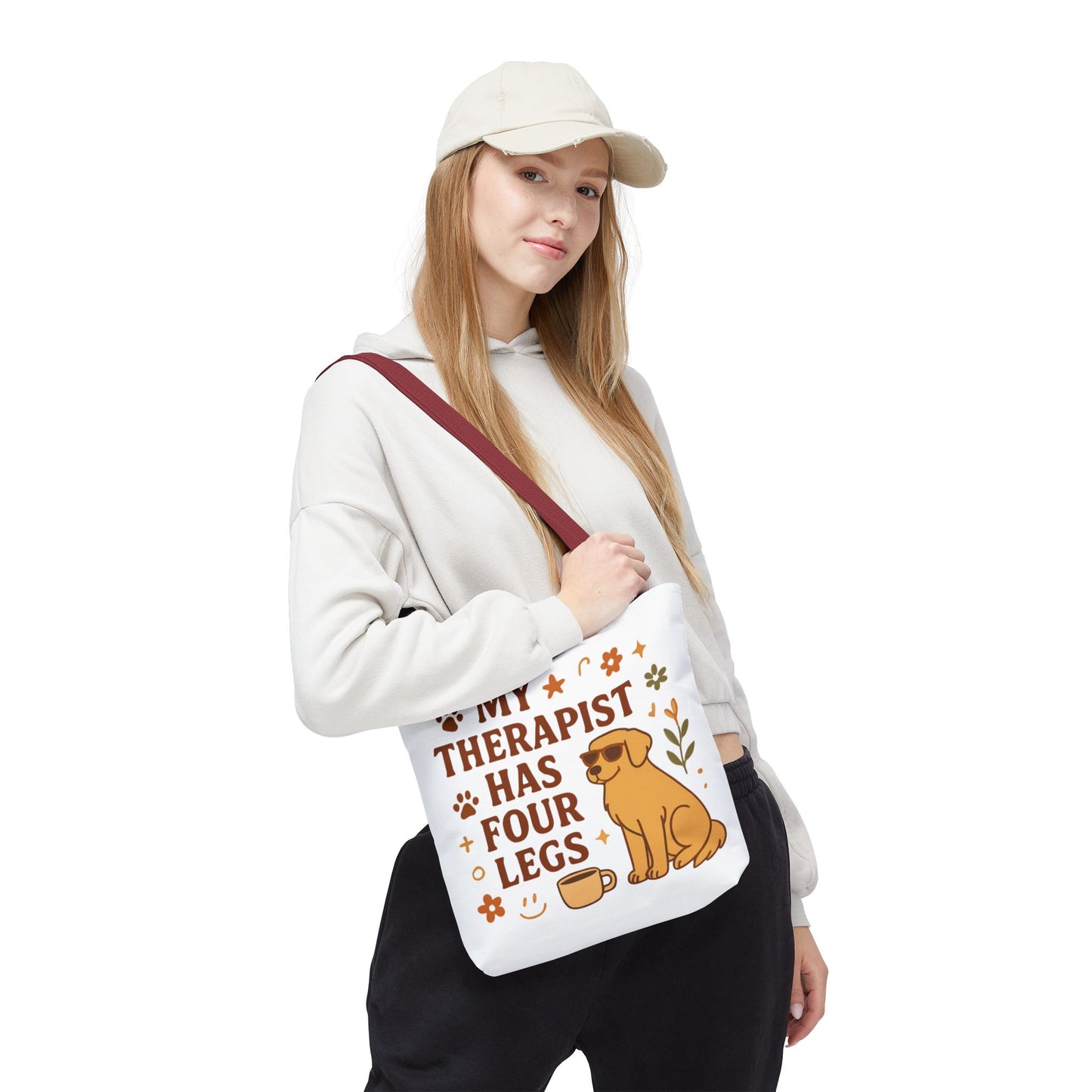 Dog Lover Tote Bag – "My Therapist Has Four Legs" & "Adopt Love Repeat" Canvas Tote