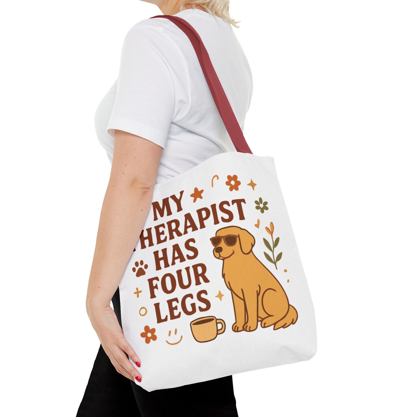 Dog Lover Tote Bag – "My Therapist Has Four Legs" & "Adopt Love Repeat" Canvas Tote