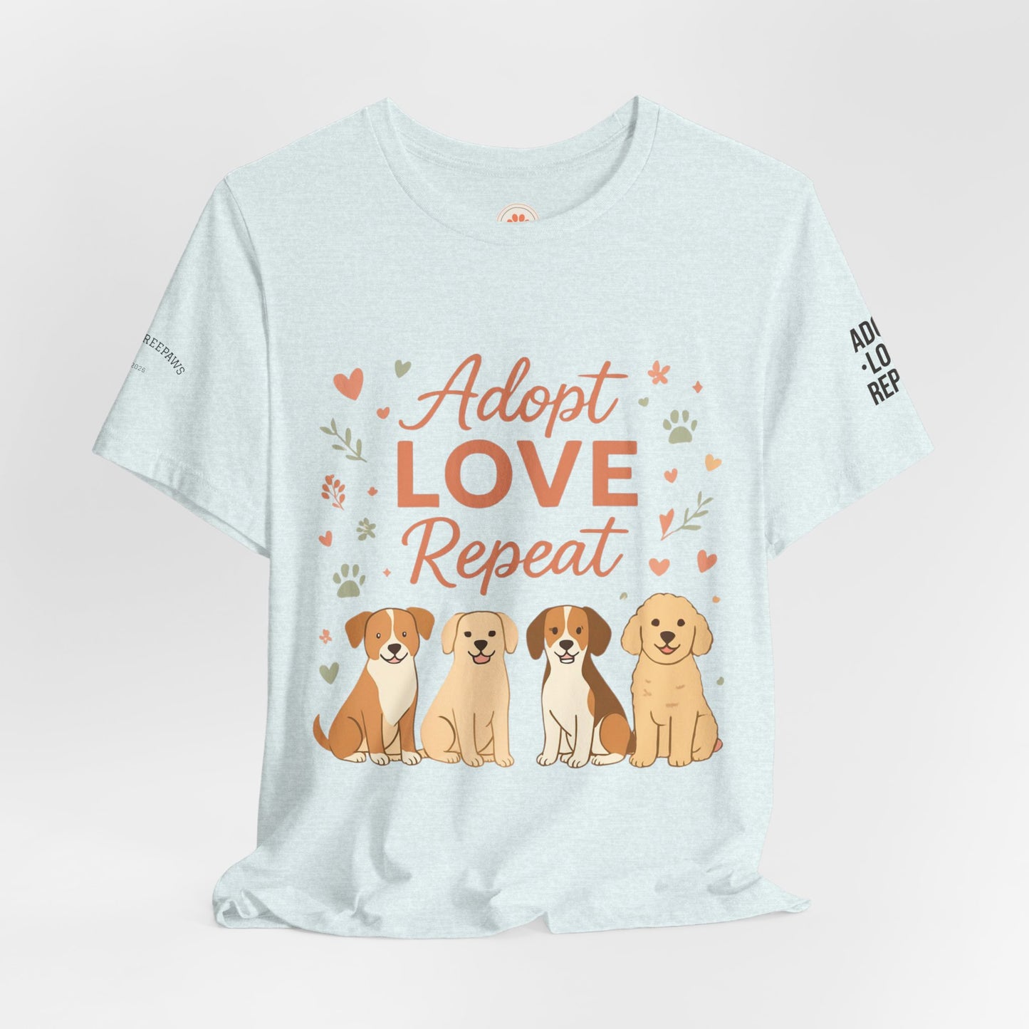 Adopt Love Repeat Tee — “My Therapist Has Four Legs” Dog Lover T‑Shirt