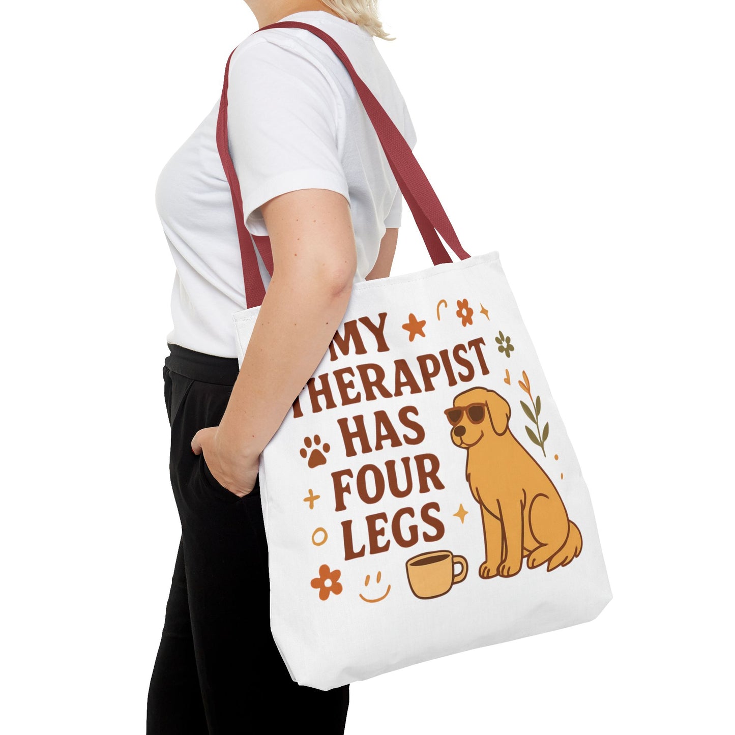 Dog Lover Tote Bag – "My Therapist Has Four Legs" & "Adopt Love Repeat" Canvas Tote