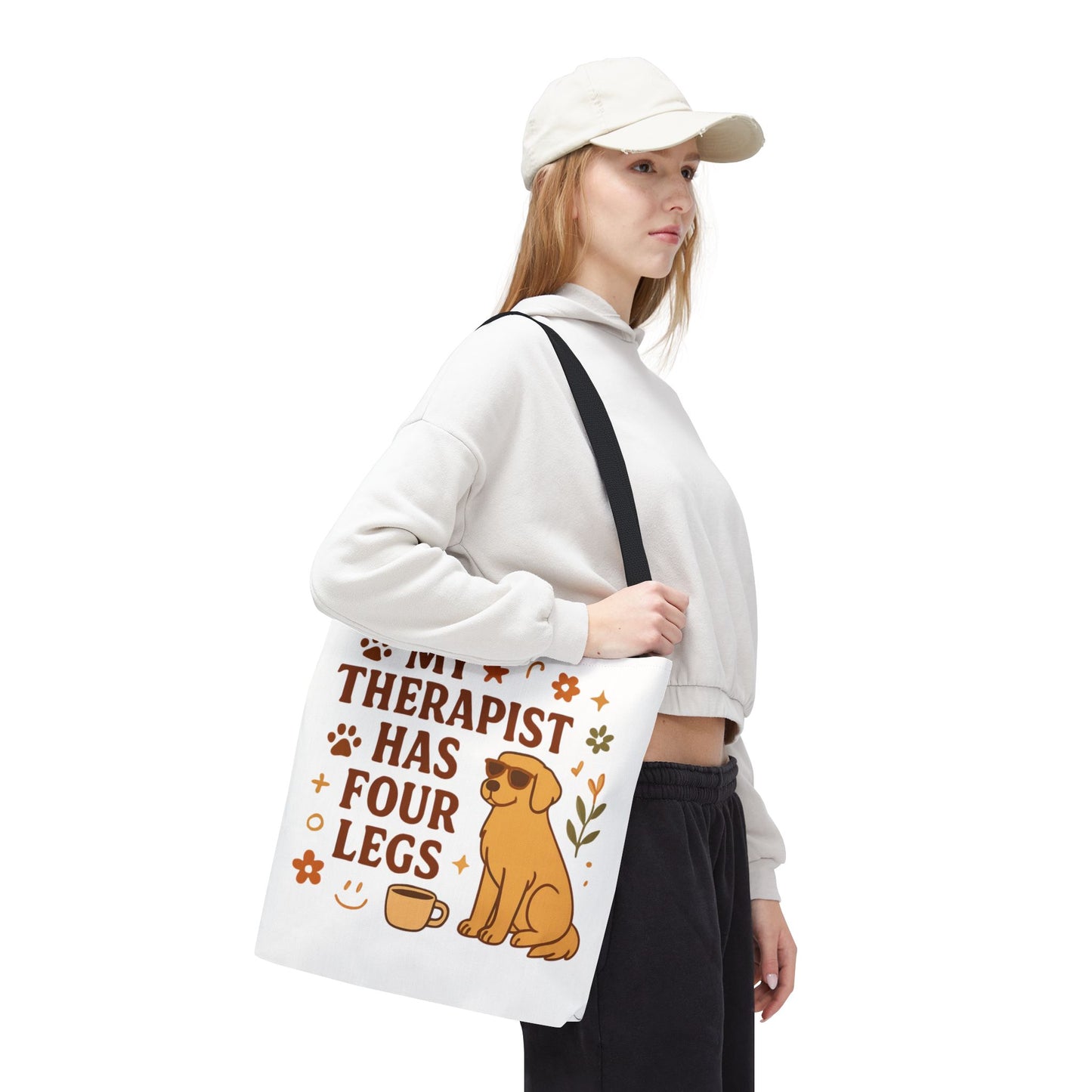 Dog Lover Tote Bag – "My Therapist Has Four Legs" & "Adopt Love Repeat" Canvas Tote