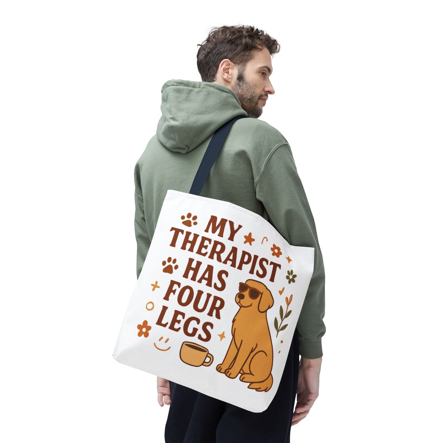 Dog Lover Tote Bag – "My Therapist Has Four Legs" & "Adopt Love Repeat" Canvas Tote