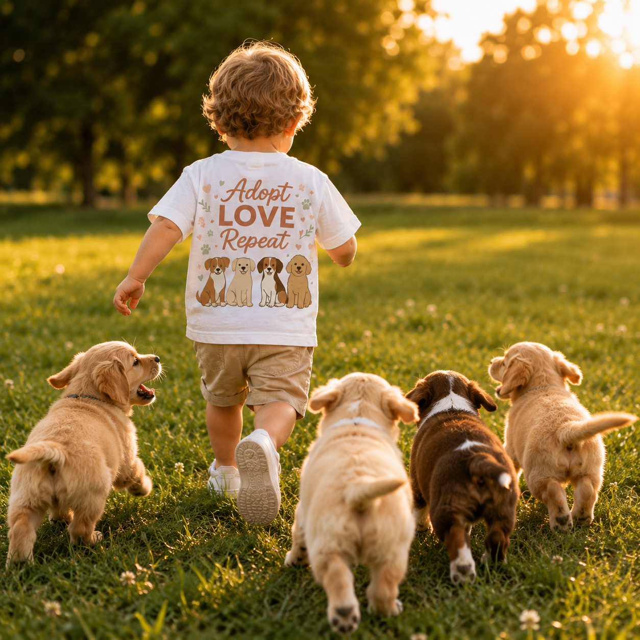 Toddler Tee — "My Therapist Has Four Legs" / "Adopt Love Repeat" Puppy Rescue Shirt