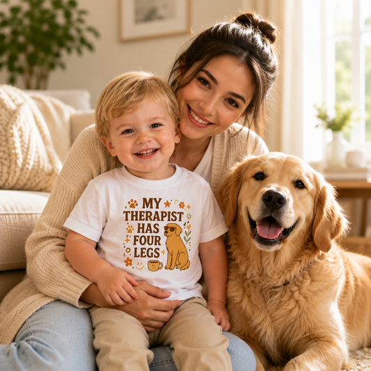 Toddler Tee — "My Therapist Has Four Legs" / "Adopt Love Repeat" Puppy Rescue Shirt
