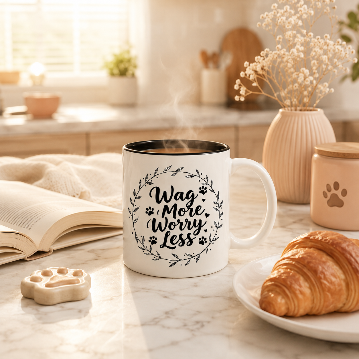 Wag More, Worry Less Dog Lover Coffee Mug — 'Forever Friends' Accent Ceramic Mug (11/15oz)
