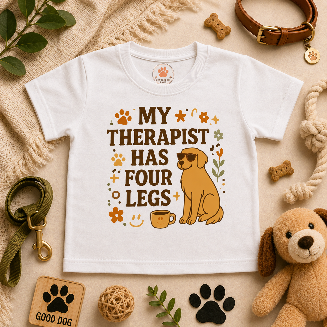 Toddler Tee — "My Therapist Has Four Legs" / "Adopt Love Repeat" Puppy Rescue Shirt